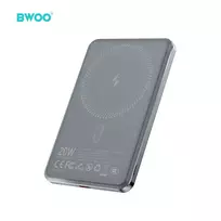 BWOO Ultra Slim P79 Power Bank | 5,000 mAh | 20W | USB-C, MagSafe, Wireless | gray
