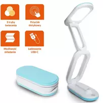 LTC Collapsible LED desk lamp, 10W, 3000/4500/6000K, 1200mAh, blue,