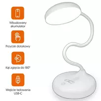 LTC Wireless LED desk lamp, 6W, 3000/4500/6000K, touch control, 3000mAh, white,