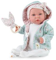 Marina & Pau lėlė kūdikis su kiškučiais dekoruotu švarkeliu, galvos juosta ir kramtuku, 45 cm