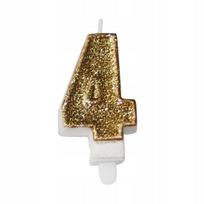 Auksinė gimtadienio žvakutė skaičius 4, 7.3cm