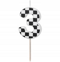 Torto žvakutė "3" su "formulės 1" motyvu, 5,5 cm