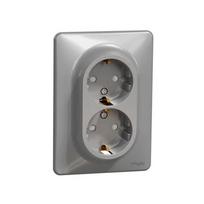 Schneider Electric Sedna Design įmontuojama dviguba rozetė, su įžeminimu, sidabrinė