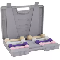 Hantelių rinkinys, 4 poros, 0,5kg–10kg, su lagaminu, šešiakampės ketaus hantelių rinkinys