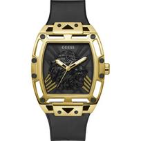 GUESS Legend Juodo nerūdijančio plieno korpusas, silikoninis dirželis Vyriškas kvarcinis laikrodis GW0595G1 juoda