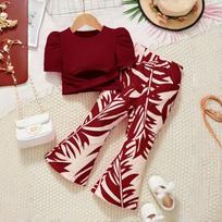 Girls' Fashionable Top and Wide-leg Pants Set - Summer Children's Casual Outfit 3-4Y juoda