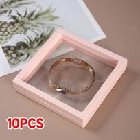 10vnt Skaidri plėvelė Papuošalų pakavimo dėžutė Pakabinamas žiedų auskarų vitrina Laikiklis Monetų kolekcijos laikymo dėklas su PET plėvele 7X7 žalia