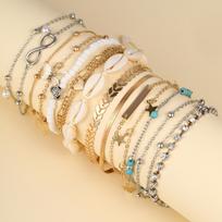 Bohemian Double-layer Heart-shaped Ankle Chain Retro Simple Alloy Bead Chain Beach Multi-layer Women's Ankle Chain Summer Beach Style