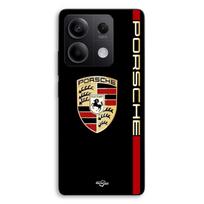 Case - MANIACASE - Xiaomi Redmi Note 13 5G - Silicone TPU - Red and gold PORSCHE Logo - Black Background juoda