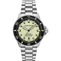 Emporio Armani Sea Explorer Glow Sidabrinio Metalinio Vyriško Automatinio Laikrodžio AR60083 sidabras