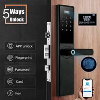 APP+ Password+ Fingerprint+ Keypad+ Card 4.8V Smart Security Electronic Smart Door Lock 5 Ways Door Smart Electronic Lock Hotels juoda