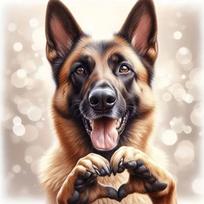 Diamond Embroidery Puppy Dog 5D Diamond Painting Kits Animal DIY Like Full Drill Mosaic Heart Picture of Rhinestones Unique Gift Round 20x20cm
