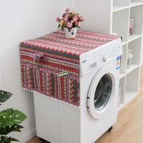Mėlynas bohemiškas geometrinis šaldytuvo ir skalbimo mašinos uždangalas - etninis stilius Microwave 30*90