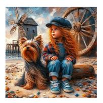 Diamond Painting kits Boy Girl Dog Mosaic Full Drill 5d Diy Diamond Embroidery Seaside Scenery Cross Stitch Home Decor 20x20cm square