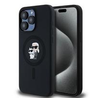 Karl Lagerfeld Silikoninė Karl&Choupette Žiedas MagSafe dėklas iPhone 15 Pro Max - juodas