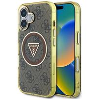 Guess IML Metal Glitter 4G Circle Triangle MagSafe dėklas iPhone 16 - Rudas