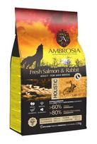AMBROSIA GF Adult Mini Fresh Salmon & Rabbit begrūdis sausas maistas suaugusiems, mažų veislių šunims, 1.5 kg