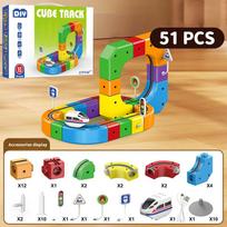 51/81/123 VNT. Magiško Traukinuko USB Įkraunami 3D Statybiniai Bėgiai Kubiniai Bėgiai STEM Švietimo Žaislai Kalėdų Gimtadienio Dovana