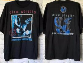 Dire Straits Grupės T-shirtis  On Every Street  Pasaulinės Ekskursijos 1992 m. Unisex T-shirtis L