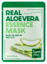 FARMSTAY Real Aloe Vera, drėkinanti ir raminanti lakštinė veido kaukė, 1 vnt.