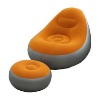 1 vnt. pripučiama sofa, kojinė pompa, PVC flokuota, tingi sofa, sulankstoma, sandėliuojama, vienvietis pripučiamas atlošas, atlošiamas krėslas oranžinė