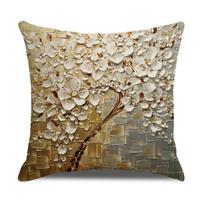 Šiaurietiški namų baldai Aliejinė tapyba Medis Pagalvės užvalkalas Animacinis Pagalvės Lino Sofos Pagalvės užvalkalas Nauji namų baldai 45 * 45Cm (excluding pillow core)