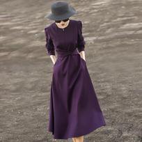 Lancer 2026 Pavasaris Elegantiška Ilgomis Rankovėmis Violetinė Suknelė XL violetinė