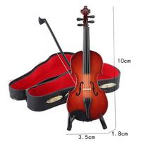 Medinis mini smuikas su stoveliu Raudonmedžio smuiko modelis Miniatiūrinis smuikas Dekoracija Dovanos 10cm