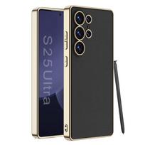 Samsung S25 Ultra galvanizuotas odinis telefono dėklas su apsauga nuo kritimo ir objektyvo apsauga S25 Ultra