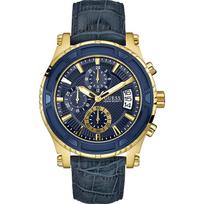 GUESS Pinnacle Mėlynos Odos Vyriškas Kvarcinis Laikrodis W0673G2 mėlyna