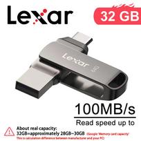 Lexar 128GB OTG C tipo USB atmintinė 2-IN-1 USB 3.2 C tipo dvigubo prievado U diskai A tipo 32GB 64GB 256GB u diskas Iki 130MB/s Pendrive telefonui ir kompiuteriui ·32GB