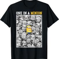 Baisusis aš Minionai Vienas iš Minionų Spalvotas Pop meno Portretas Marškinėliai S juoda