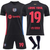 Suaugusiųjų ir vaikų futbolo apranga MESSI 10 LAMINE YAMAL 19 OLMO 20 RAPHINHA 11 Futbolo marškinėliai 16 juoda