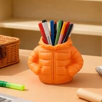 1Pc Creative 3D Printing Down Jacket Styling Pen Holder | Multipurpose Universal Desktop Storage Organizer | Pencil Storage Box