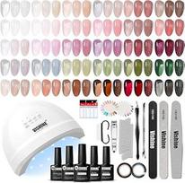 "Vishine" UV LED nagų lempos gelinio nagų lako rinkinys su 32 spalvomis ir 4 buteliukais bazinio sluoksnio ir blizgaus / matinio viršutinio sluoksnio - išmirkytų gelinių nagų rinkinys visiems metų laikams, idealiai tinka dovanoms
