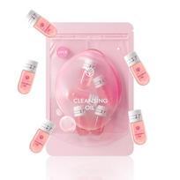Mini valomasis aliejus Nešiojamas 2 ml kapsulėse 10 buteliukų kelionėms ir verslo kelionėms, 2-in-1 Valo ir drėkina, Rožių kvapo makiažo valiklis, Švelni odos priežiūra 5 rožinė