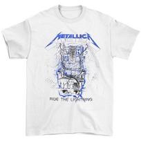 Metallica Ride The Lightning balti marškinėliai dideli balti unisex marškinėliai L white