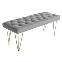 Minkštas suolas su daiktadėže Homcom 116x44,5x49cm., pilkos/auksinės spalvos