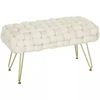 Minkštas suolas Homcom 76x38x41,5cm., kreminės/auksinės spalvos