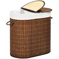 Skalbinių krepšys 100L Homcom 62,5x37x60,5cm., rudos/baltos spalvos