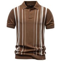 2026 vyriški marškinėliai polo su dryžiais, „Old Money“ stiliaus, trumpomis rankovėmis, minkšti, pralaidūs orui, prabangūs, kasdieniai, elegantiški, vyriški marškinėliai polo EUR S 55-65kg abrikosas