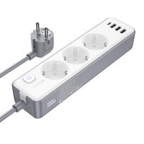Borofone Power strip BAC9 – 3 outlets 240V + 3xUSB + Type C – PD 20W 2 metres black