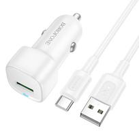 Borofone Car charger BZ34 Cloud – USB – QC 3.0 18W with USB to Type C cable white
