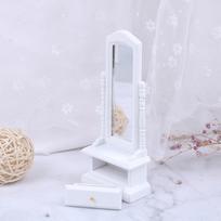 1:12 Mini Lėlių Namelio Viso Ilgio Pasukamas Veidrodis Modelis su Stalčiumi Aksesuaras Kambario Baldai Žaislas balta