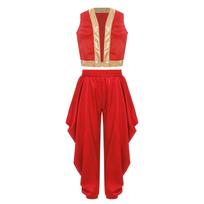 Berniukų Mergaičių Arabiškas Kostiumas Laisva Liemenė ir Dhoti Kelnės Rinkinys Satino Kelnės Elastingas Juosmuo Laisvas Kirpimas Cosplay Apranga 5-6 Years violetinė