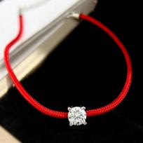 GRA sertifikuotas 0,5 karato mozanito raudonos virvelės apyrankė moterims Minimalistinis Valentino dienos papuošalas dovana 16-19cm&white gold plated