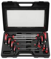 T- formos raktų komplektas, šešiakampiai HEX 2-12 mm, 9 vnt 9 osa, KS Tools