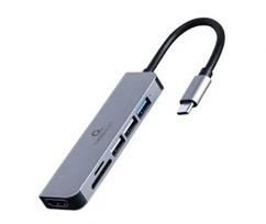 GEMBIRD A-CM-COMBO6-02 Multi Port Adapter USB Type C 6in1 Hub + HDMI + card reader