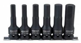 Smūginių galvučių antgalių komplektas 1/2", ilgos,HEX 8-19m, KS Tools