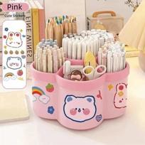 Plastic Rotating Pen Holder Multi-function Rotating Makeup Brush Cylinder  Desktop smėlis